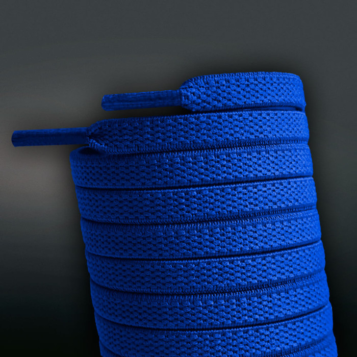 Flade, elastiske blå snørebånd (no-tie)