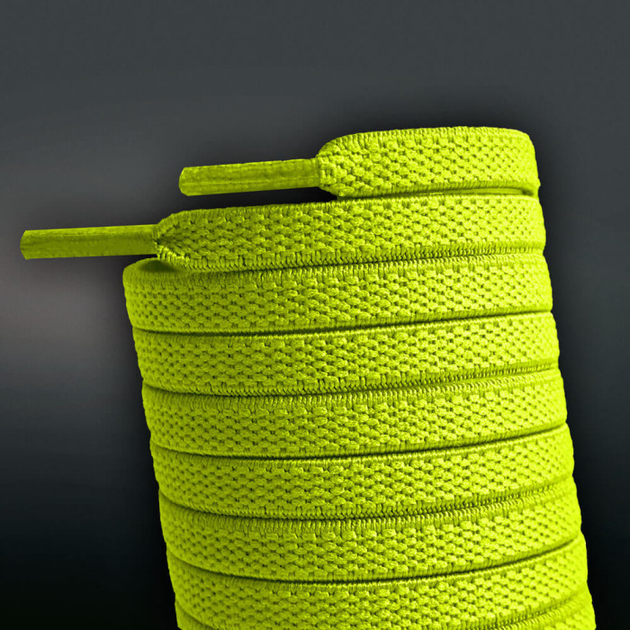 Flade, elastiske snørebånd i neon-gul (no tie)